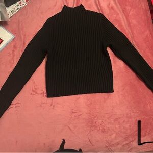 SHEIN Black Ribbed Turtleneck Sweater